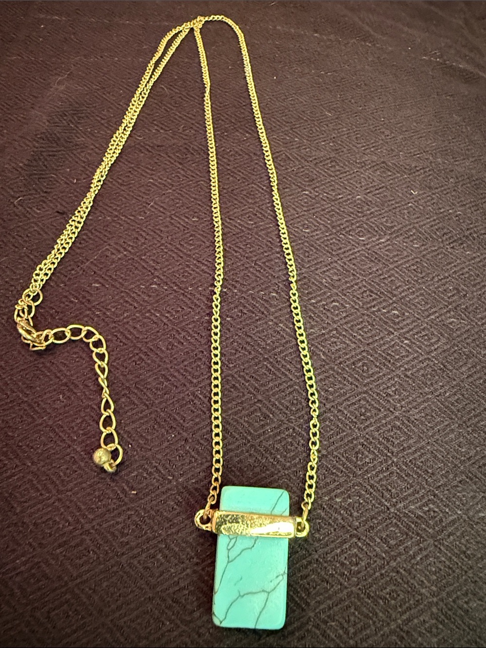 Gold Chain Necklace with Turquoise Stone Pendant